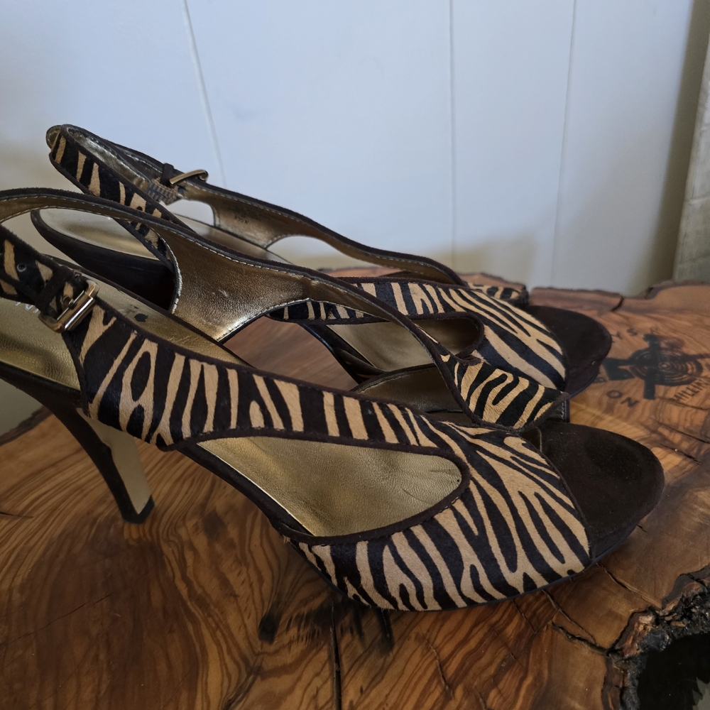 Nine West Brown Zebra Print Heels